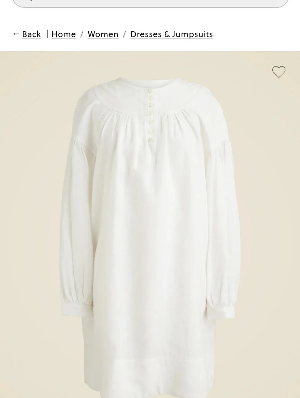 J Crew Gathered popover dress in 100% linen CJ500 Size XS NWT White Lined